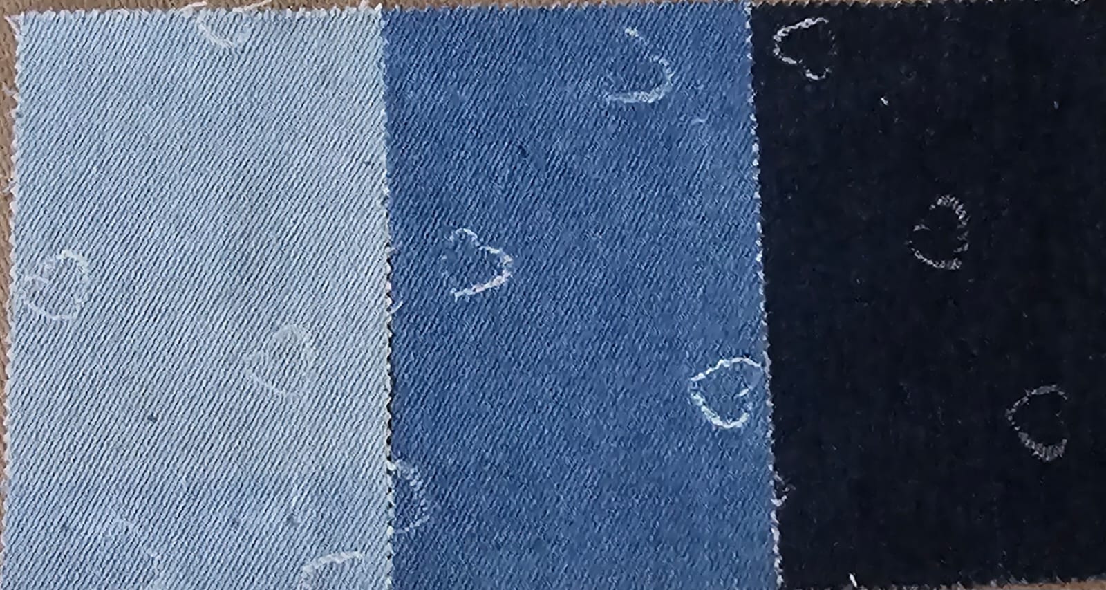 Heart Carved Denim Fabric — 3 Shades — Deseos Fabrics